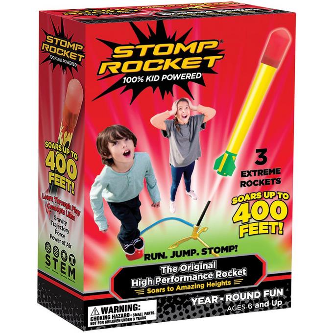 Super Stomp Rocket Kit 3 Pieces Air Powered Launch Pad 400 Ft Travel Age 6 Plus 