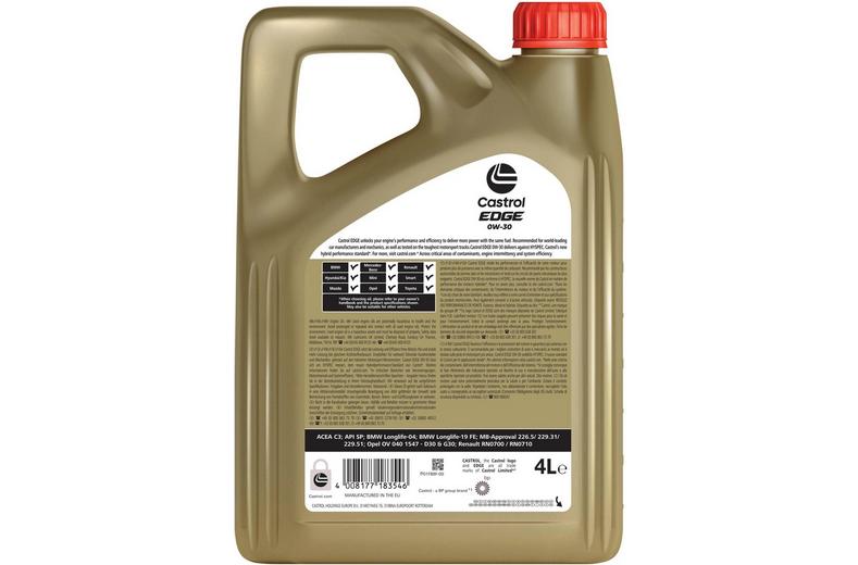Castrol EDGE Titanium 0W30 Oil 4 Litre Castrol EDGE Titanium 0W30 Oil 4 Litre
