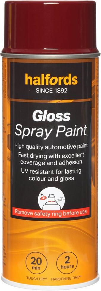 Halfords S4-050 Red Gloss Car Spray Paint - 400ml