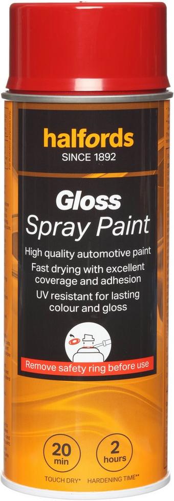Halfords S4-130 Red Gloss Car Spray Paint - 400ml