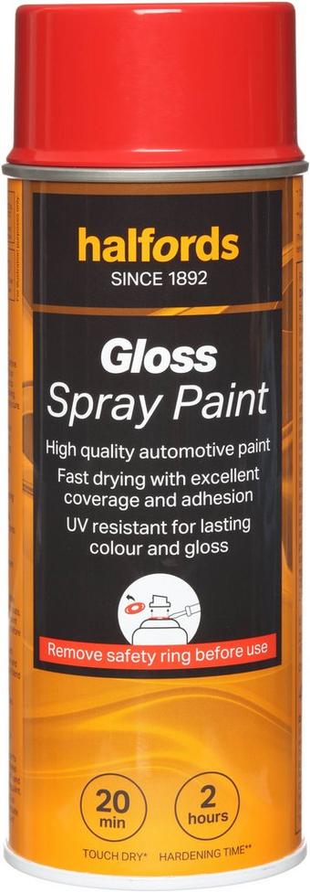 Halfords S4-250 Red Gloss Car Spray Paint - 400ml
