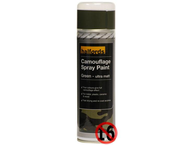 Halfords Camouflage Spray Paint Green 300ml