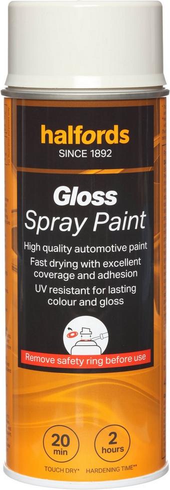 Halfords S0-350 White Gloss Car Spray Paint - 400ml