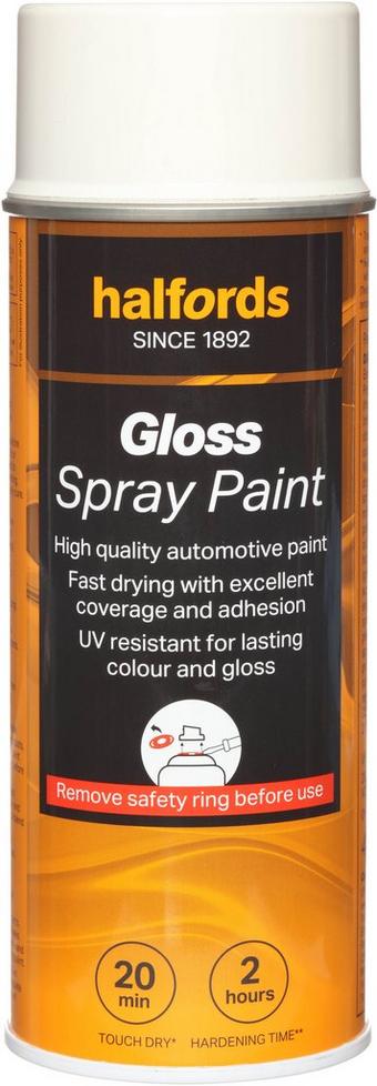 Halfords S0-180 White Gloss Car Spray Paint - 400ml