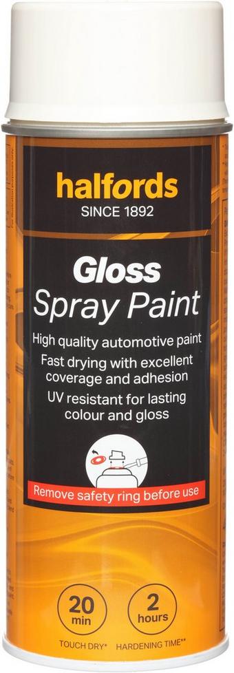 Halfords S0-130 White Gloss Car Spray Paint - 400ml