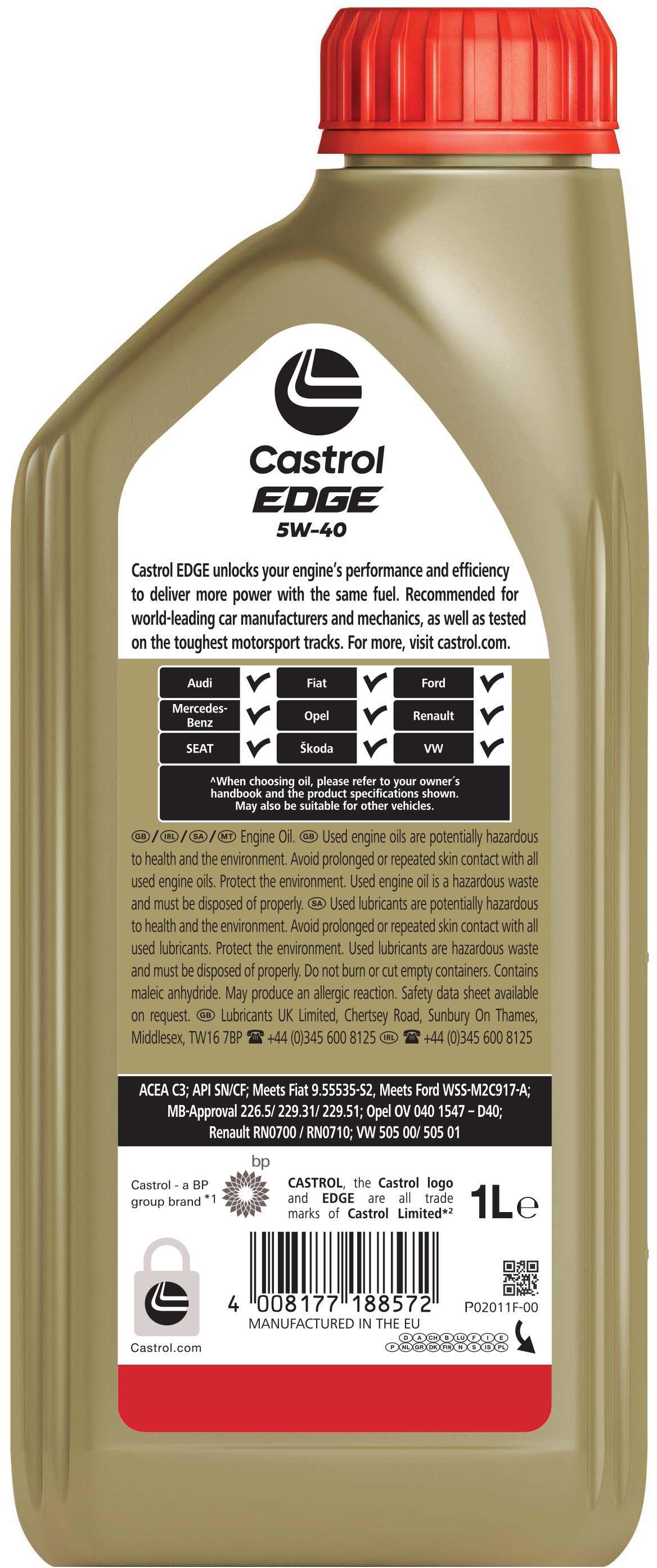 Castrol EDGE Titanium 5W40 Oil 1 Litre