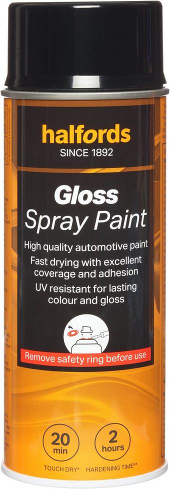 Halfords S2-040 Black Gloss Car Spray Paint - 400ml