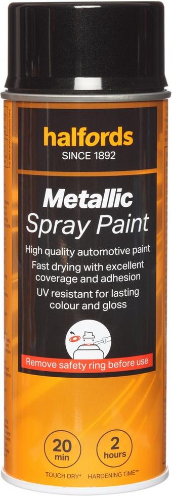 Halfords M2-120 Black Metallic Car Spray Paint - 400ml