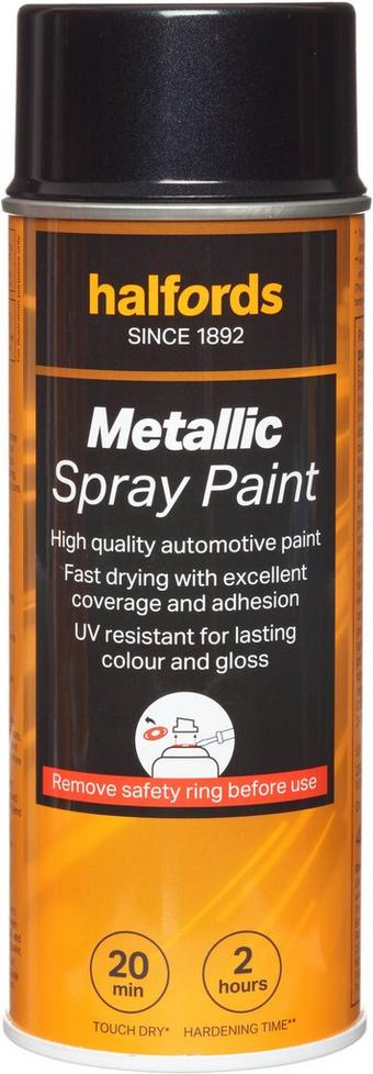 Halfords M2-190 Black Metallic Car Spray Paint - 400ml