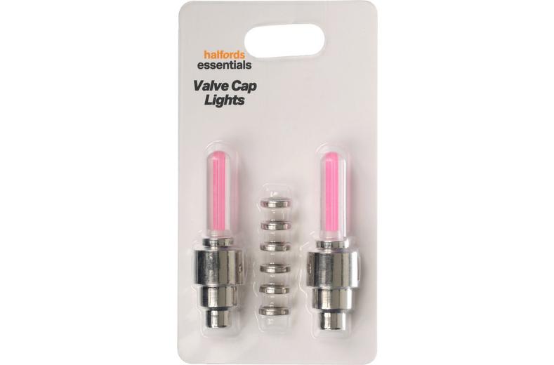 Halfords Essential Kids Bike Valve Cap Lights - Pink Halfords Essential Kids Bike Valve Cap Lights - Pink