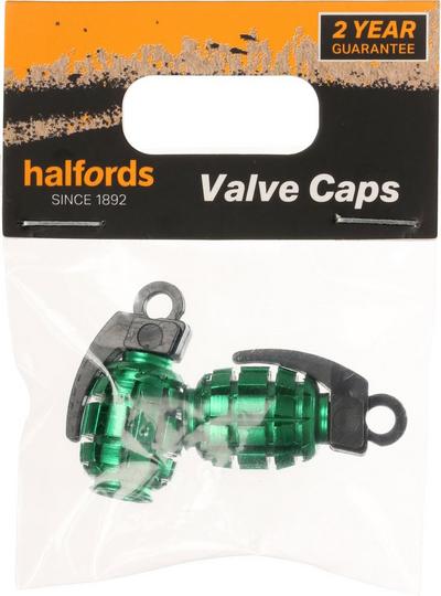 Halfords Kids Bike Valve Caps - Grenade Green Halfords Kids Bike Valve Caps - Grenade Green