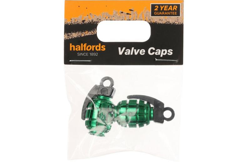 Halfords Kids Bike Valve Caps - Grenade Green Halfords Kids Bike Valve Caps - Grenade Green