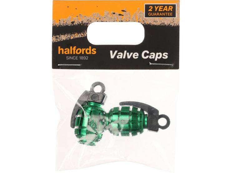 Halfords Kids Bike Valve Caps - Grenade Green