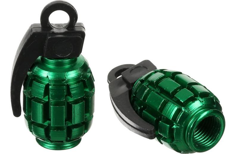 Halfords Kids Bike Valve Caps - Grenade Green Halfords Kids Bike Valve Caps - Grenade Green