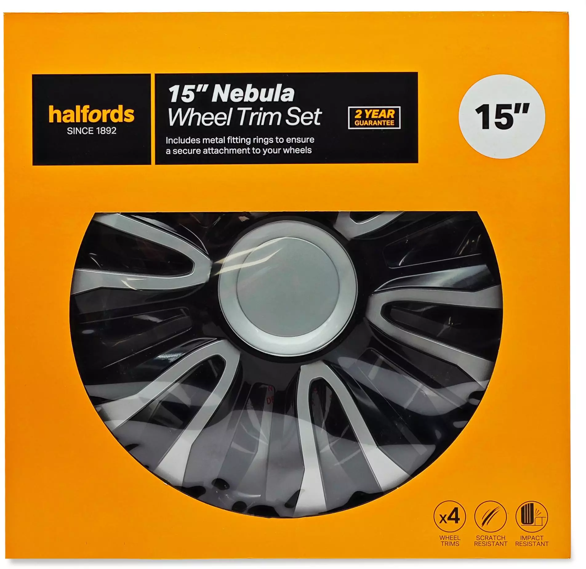 thumbnail image 2 of Set Of 4 Universal 14" Wheel Covers – Smart Cups, Grey ABS, Rust-Proof 2 of 4