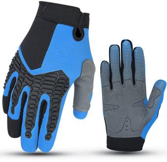 Halfords Essential BMX Full Finger Cycling Gloves - Blue - 3-6 years