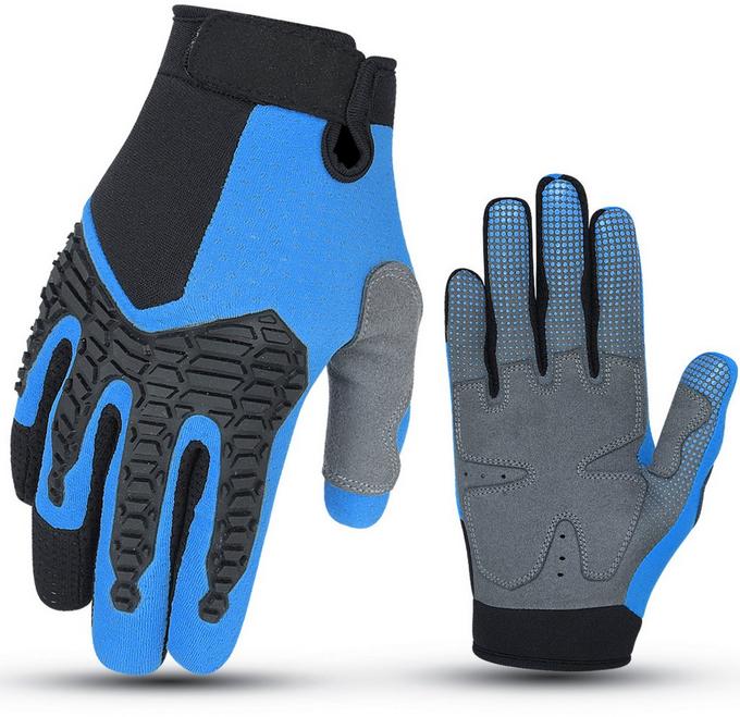 Halfords Essential BMX Full Finger Cycling Gloves Blue 3 6