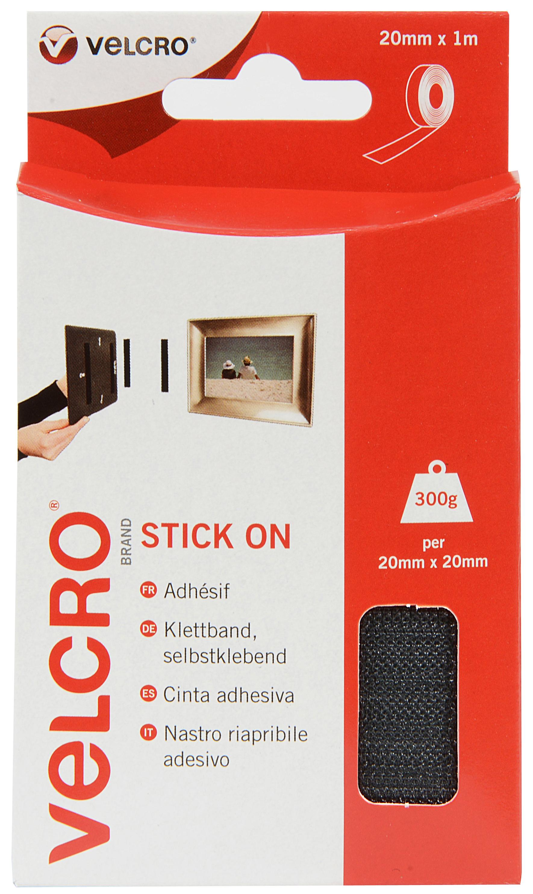 Velcro Stick On Tape 20Mm X 1M (Black)