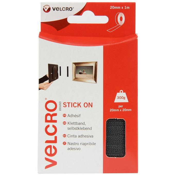 VELCRO Stick on Tape 20mm x 1m (Black)