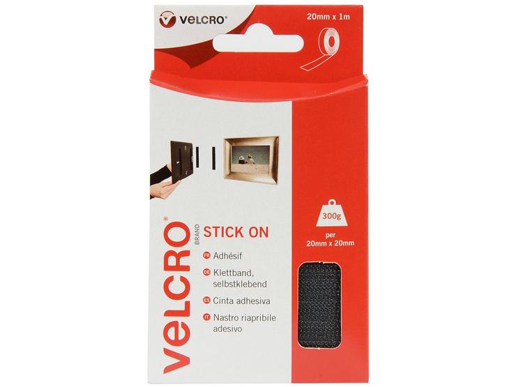 VELCRO Stick on Tape 20mm x 1m (Black)