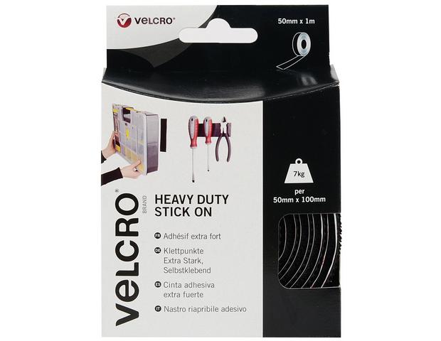 VELCRO - VELCRO® Brand Heavy Duty Stick On Hook & Loop Tape - Black 50mm x  2.5m