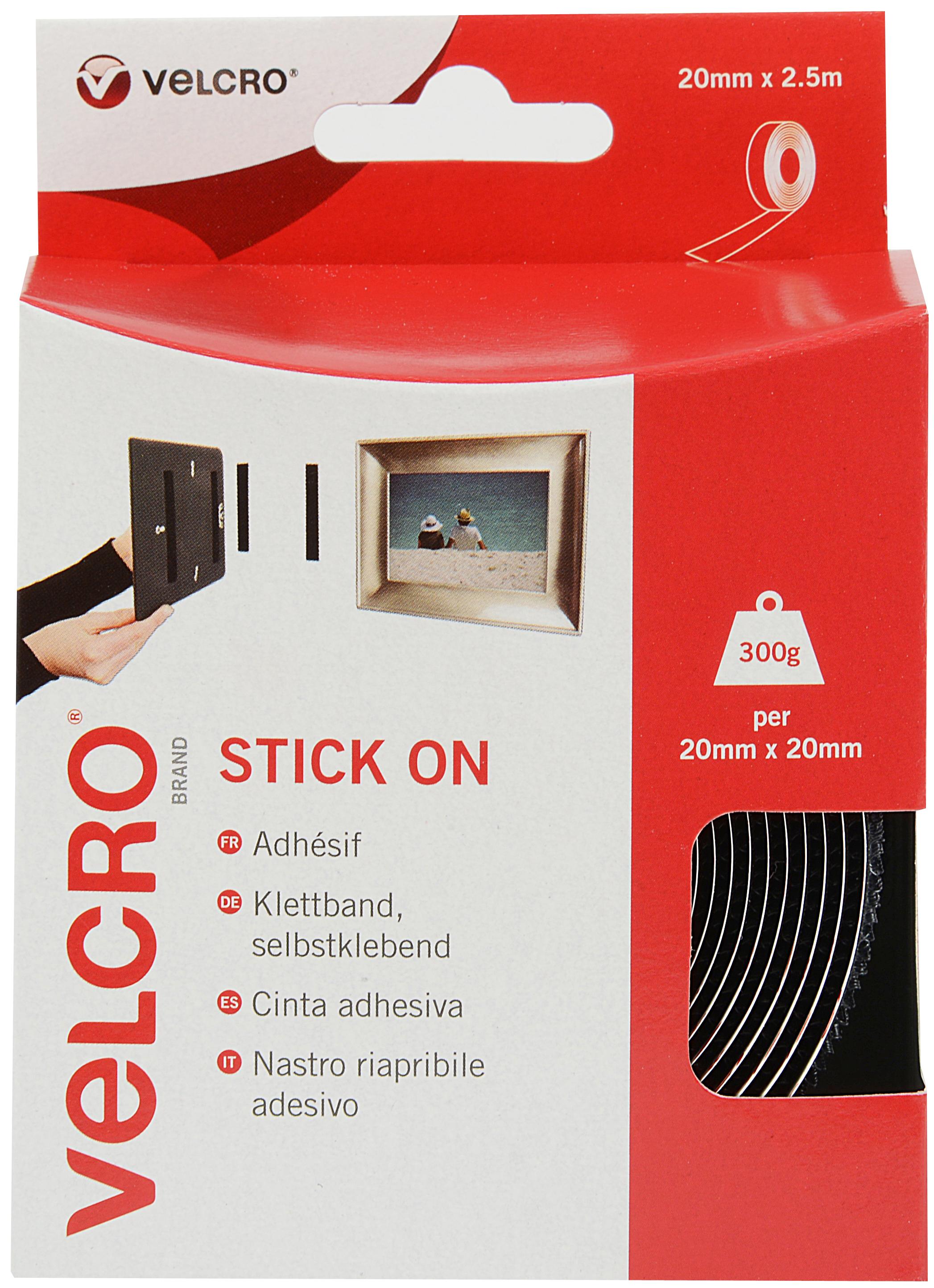 Velcro Stick On Tape 20Mm X 2.5M (Black)