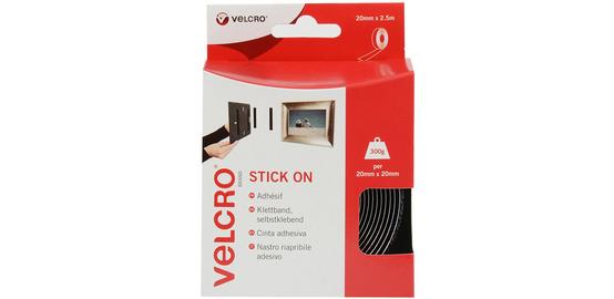 VELCRO Stick on Tape 20mm x 2.5m (Black)