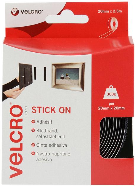 VELCRO Stick on Tape 20mm x 2.5m (Black)