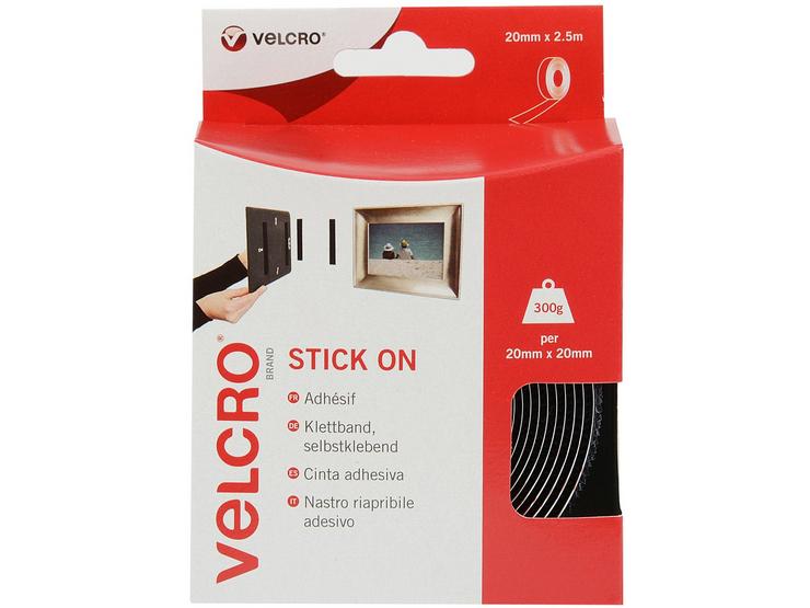 VELCRO Stick on Tape 20mm x 2.5m (Black)