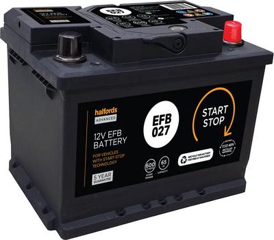 Halfords EFB027 Start/Stop EFB 12V Car Battery 5 Year Guarantee Halfords EFB027 Start/Stop EFB 12V Car Battery 5 Year Guarantee