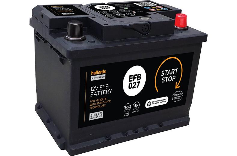 Halfords EFB027 Start/Stop EFB 12V Car Battery 5 Year Guarantee Halfords EFB027 Start/Stop EFB 12V Car Battery 5 Year Guarantee