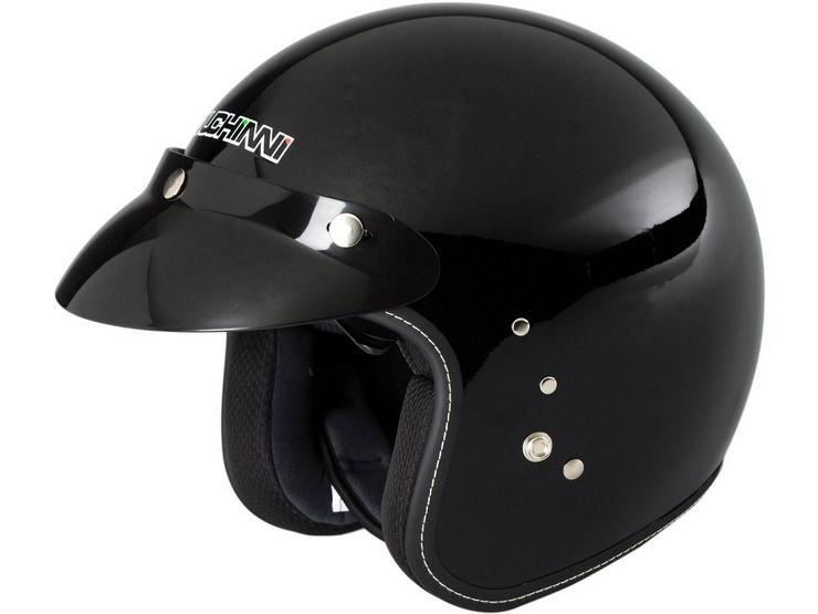 Duchinni D501 Open Face Motorcycle Helmet - Gloss Black, XL