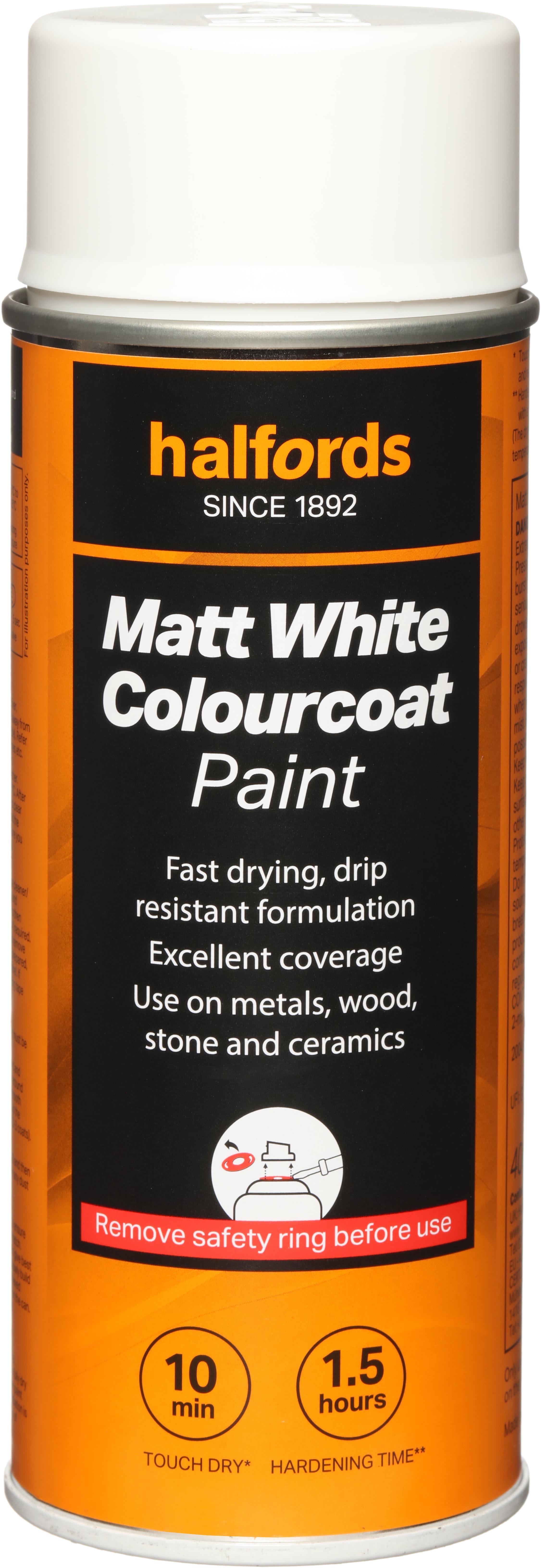 Halfords Colourcoat Matt White Paint 400ml