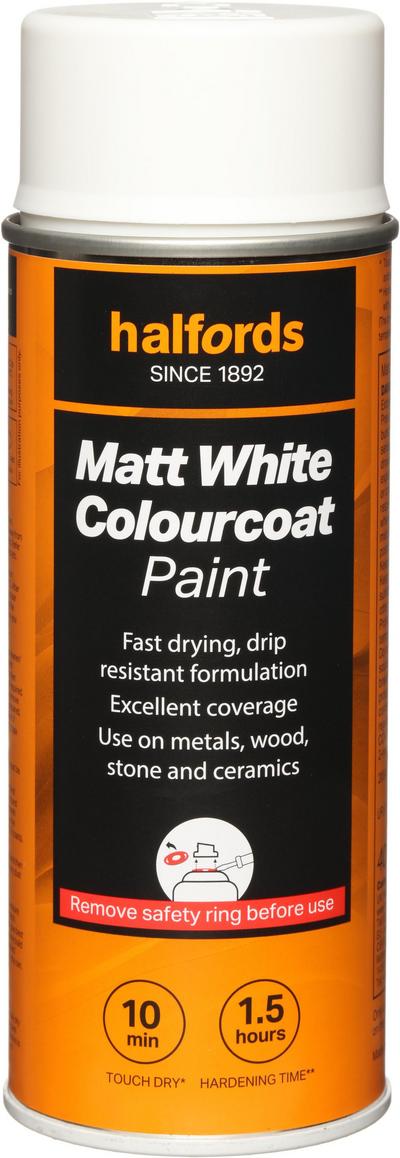 Halfords Colourcoat Matt White Paint 400ml
