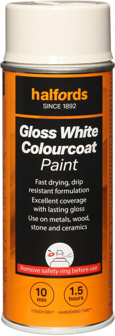 Halfords Colourcoat Gloss White Paint 400ml