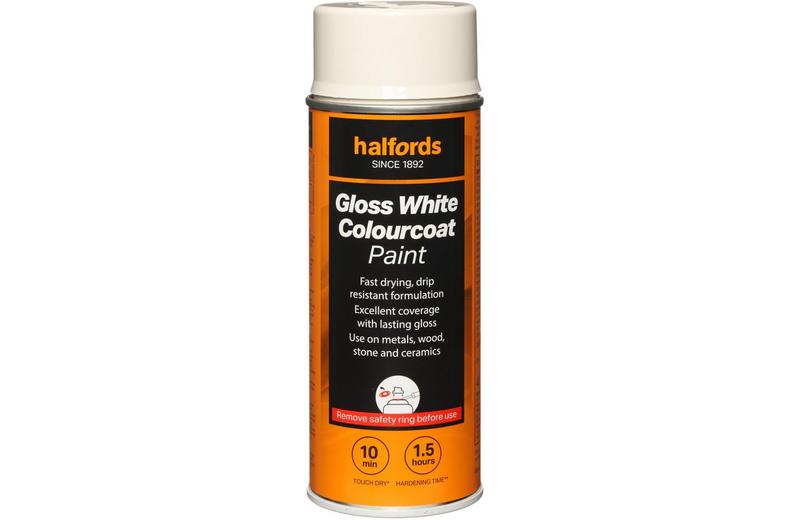 Halfords Colourcoat Gloss White Paint 400ml Halfords Colourcoat Gloss White Paint 400ml