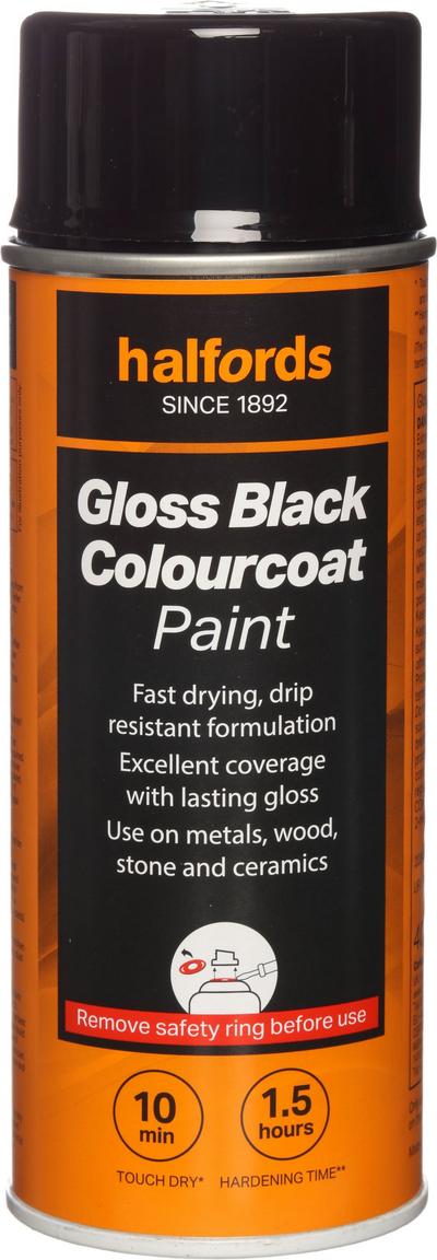 Halfords Colourcoat Gloss Black Paint 400ml Halfords Colourcoat Gloss Black Paint 400ml