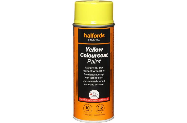 Halfords Colourcoat Machine Yellow Paint 400ml Halfords Colourcoat Machine Yellow Paint 400ml