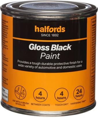 Halfords Paint Gloss Black 250ml Tin