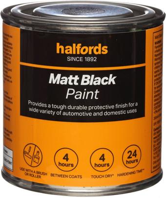 Halfords  Paint Matt Black 250ml Tin