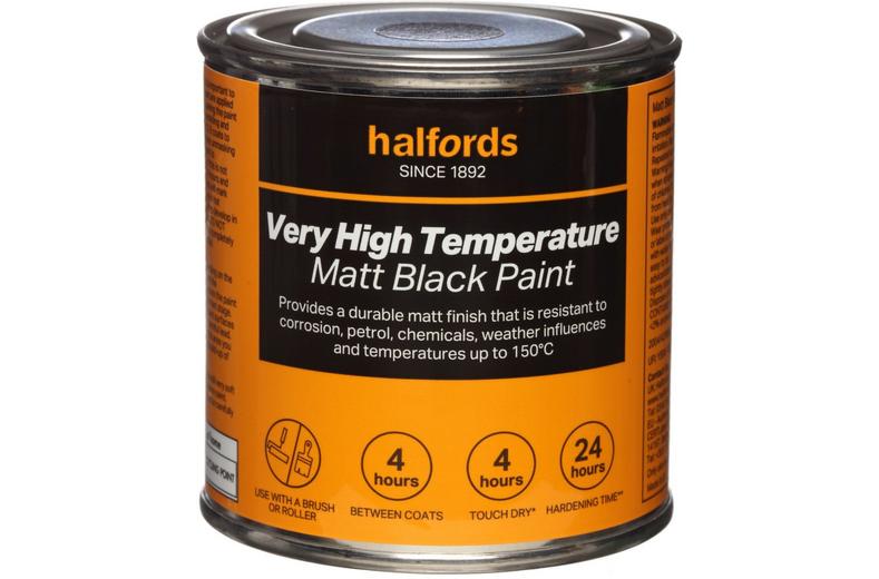 Halfords High Temp Matt Blk Paint 250ml Tin Halfords High Temp Matt Blk Paint 250ml Tin