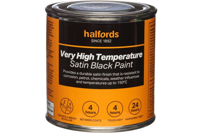 Halfords High Temp Satin Blk Paint 250ml Tin Halfords High Temp Satin Blk Paint 250ml Tin