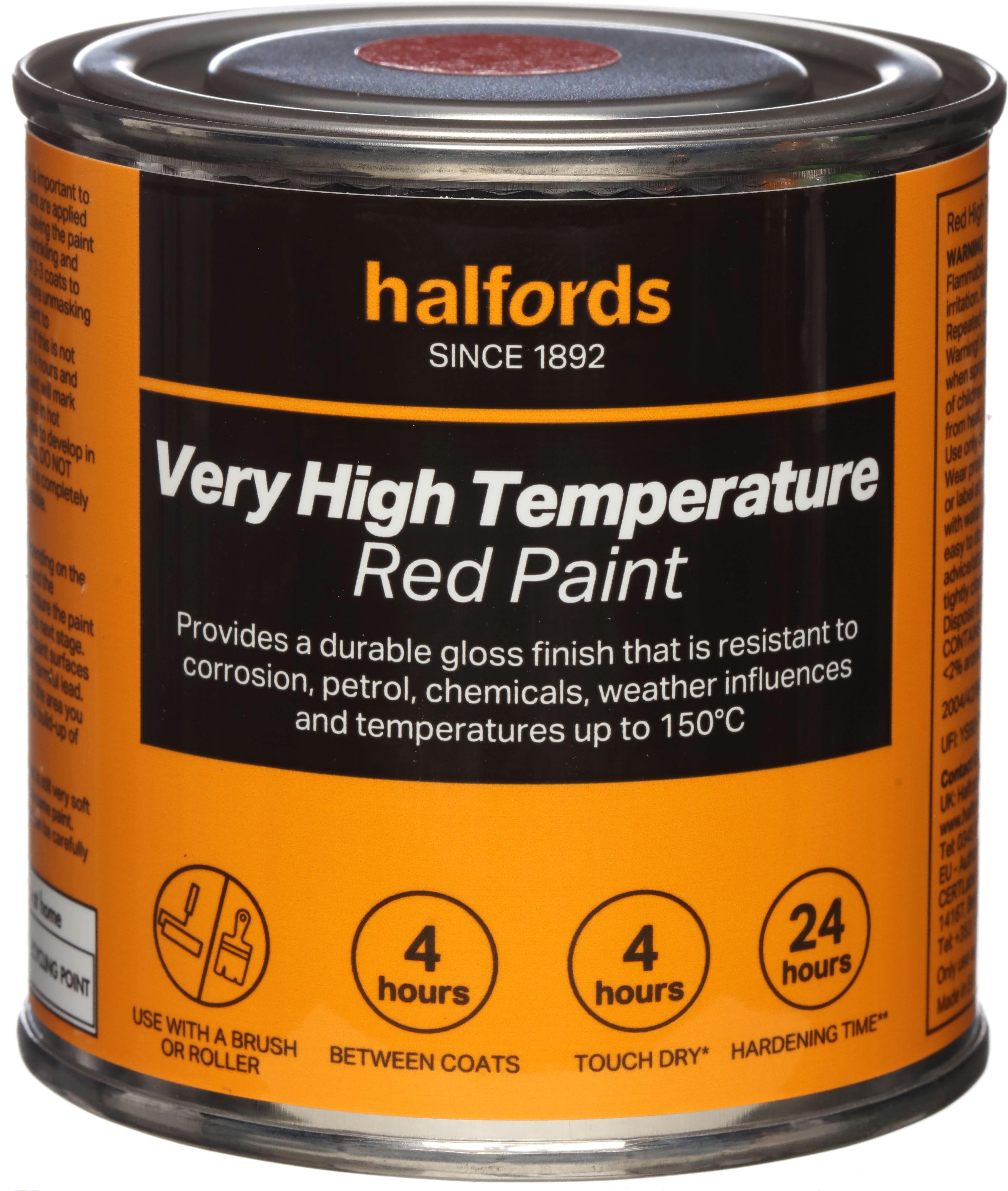 Halfords very high temperature red paint 250ml Tin