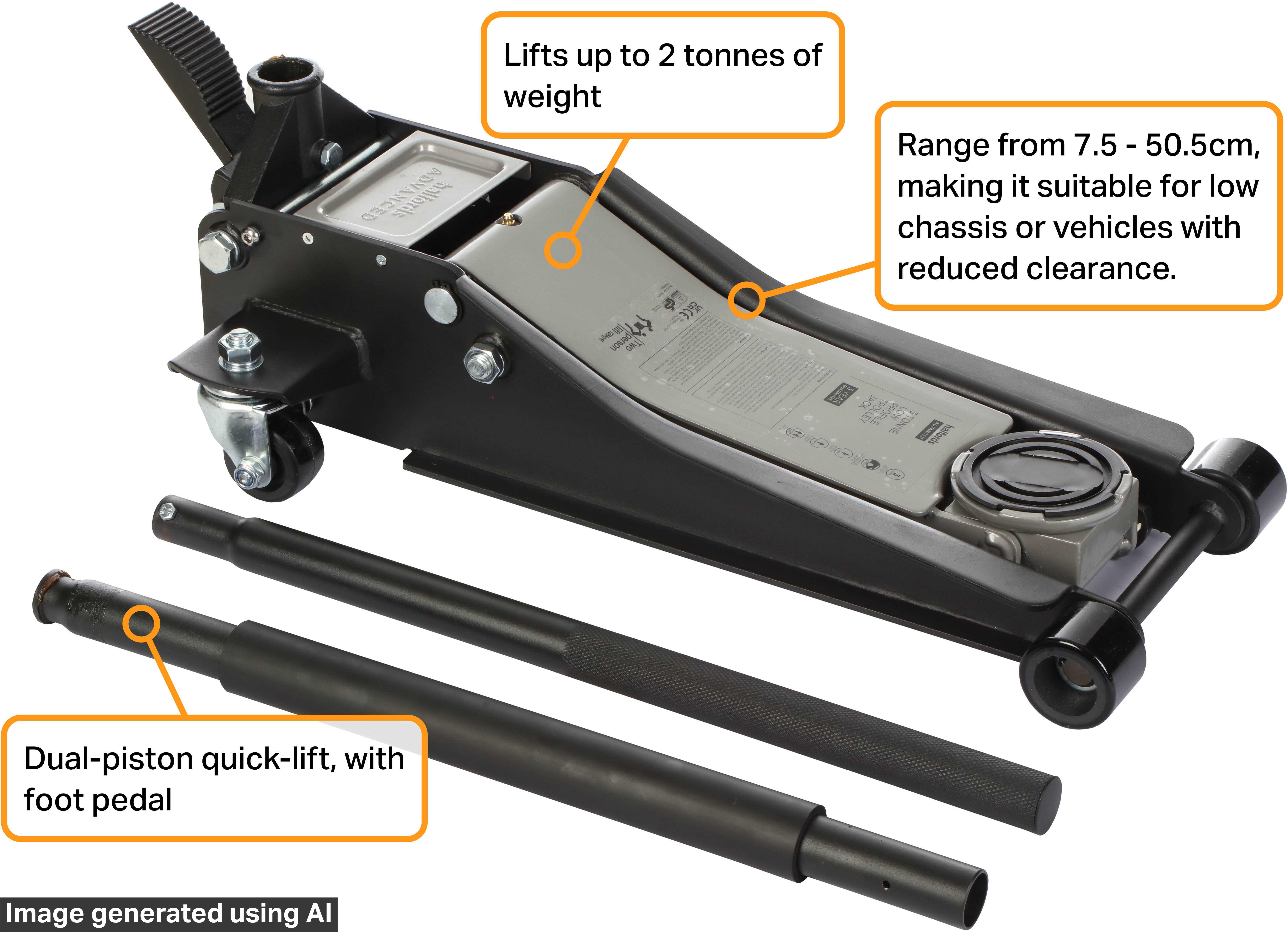 Halfords Advanced 2 Tonne Low Profile Trolley Jack