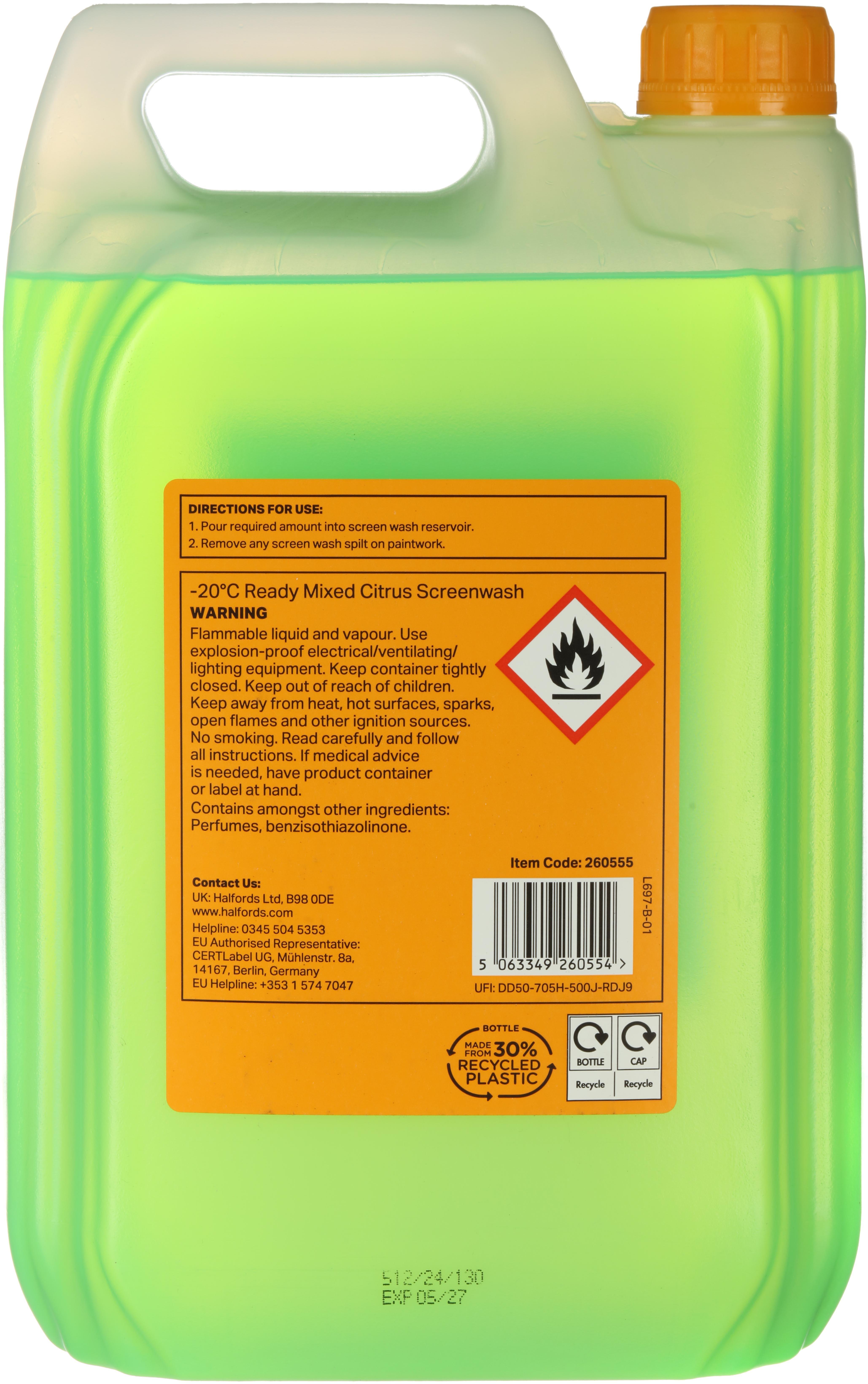 Halfords -20°C Ready to Use Citrus Screenwash 5L