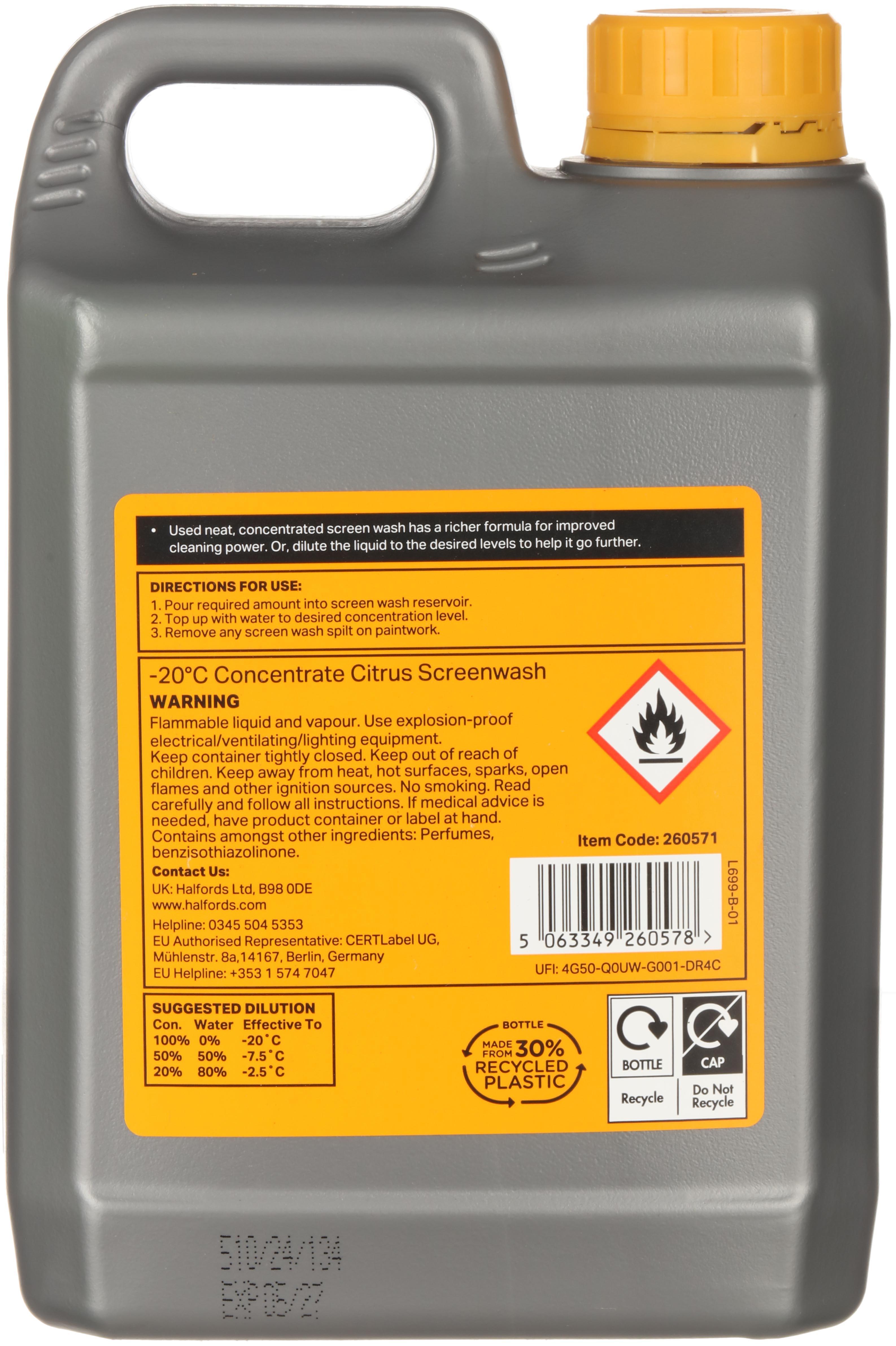 Halfords -20°C Concentrate Citrus Screenwash 2L
