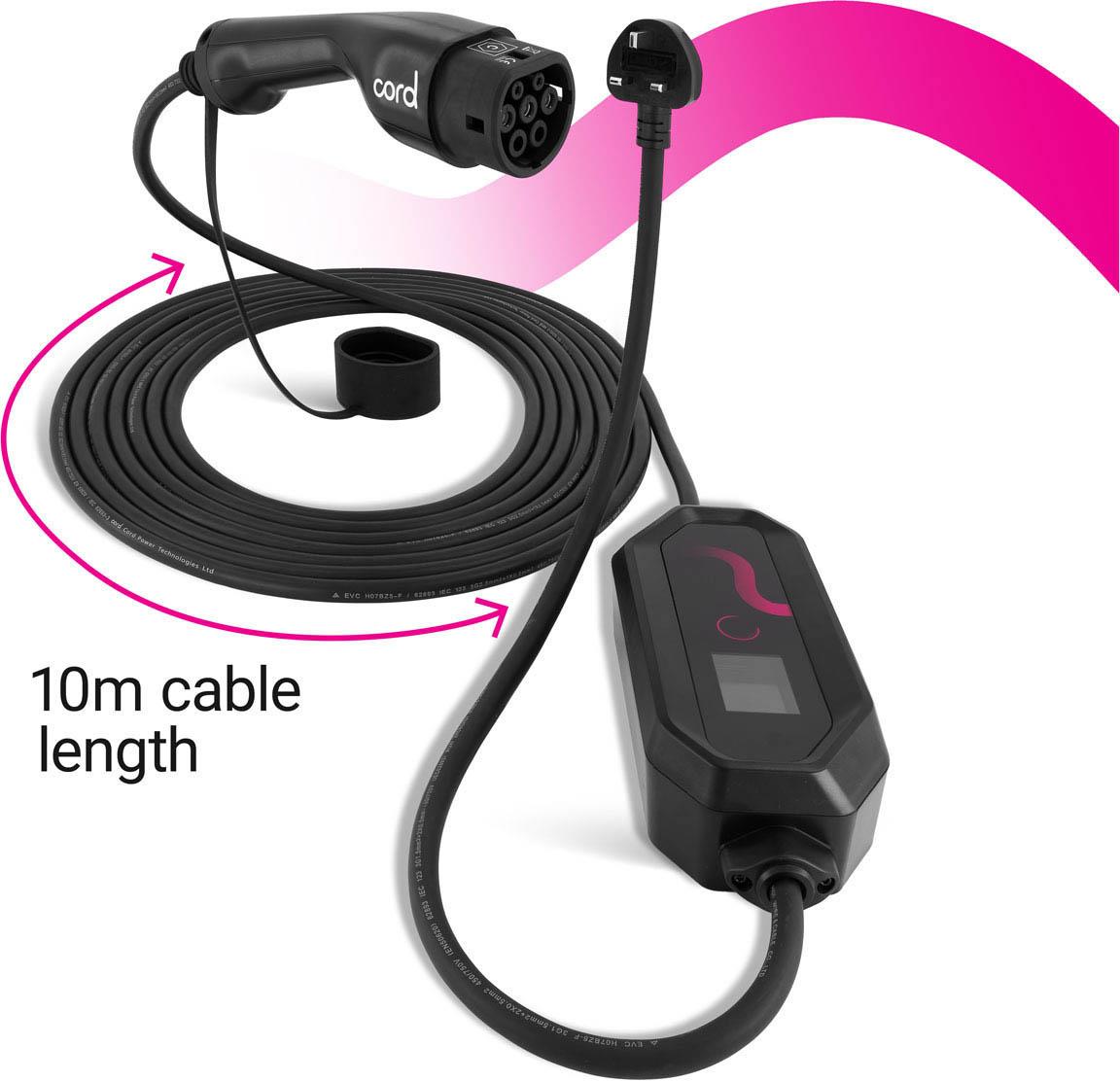 Cord Portable Charger 10 metre 230V 6A-8A-10A Max 2.3kW