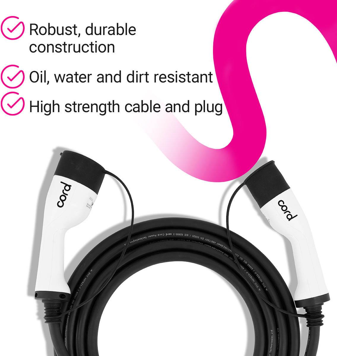 Cord EV Charging Cable 10m - 7.4kW Single Phase Type 2