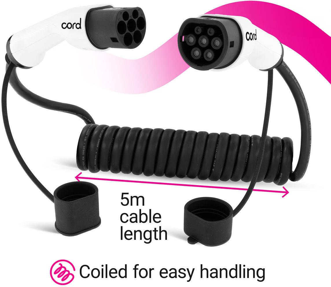 Cord Coiled Charging Cable 5 metre 380V 32A 22KW Halfords UK