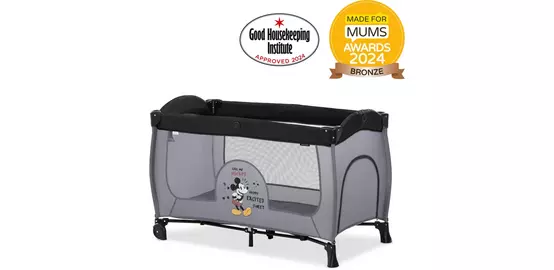 hauck Sleep N Play Center Travel Cot Mickey Mouse Grey